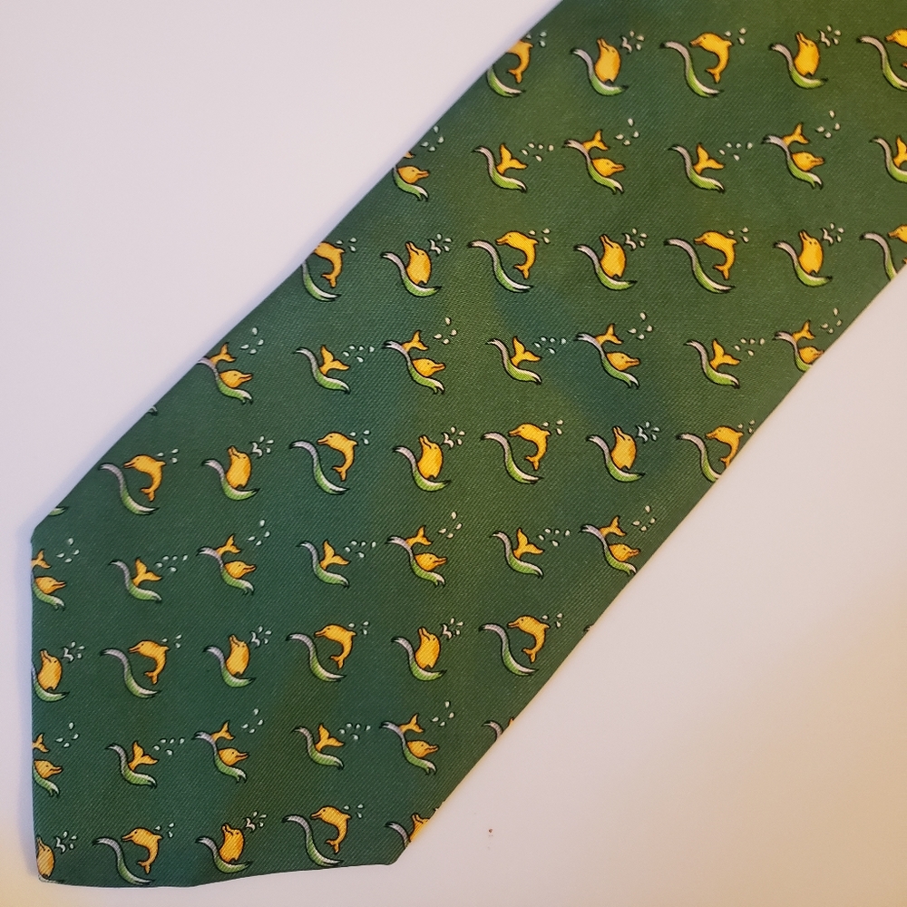 Salvatore Ferragamo necktie animal print motif dolphin